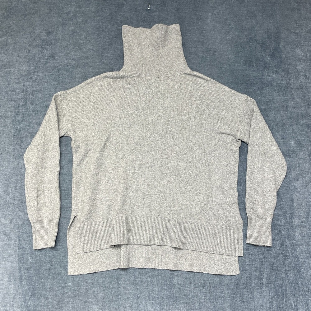 Banana Republic Sweater Womens M Gray Knit Turtleneck High Low Hem Long Sleeve